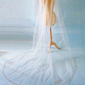 Couture Cathedral Veil Gold Thread Hand embroidery